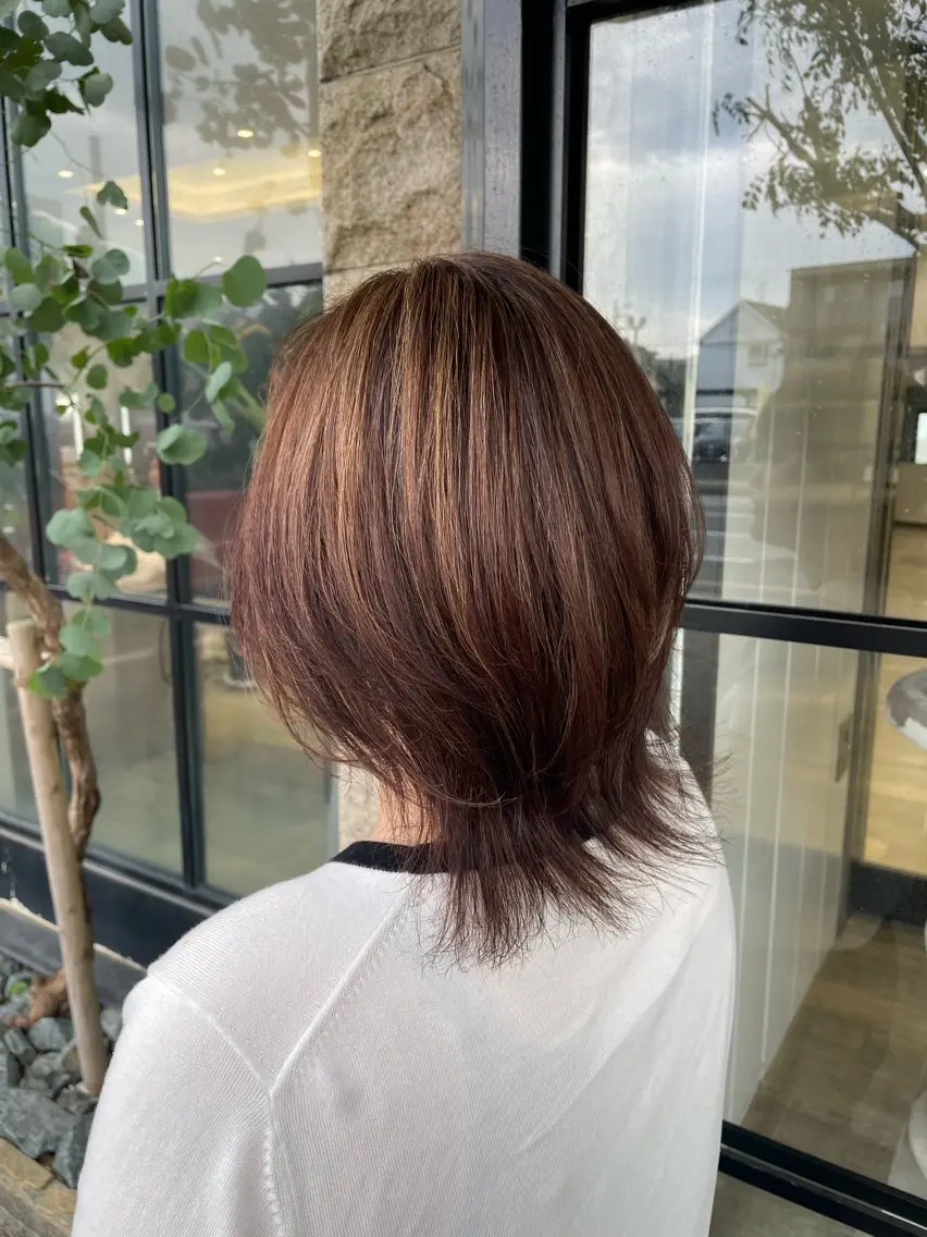 ミディアム ハイライト 田中 あかりのヘアスタイル