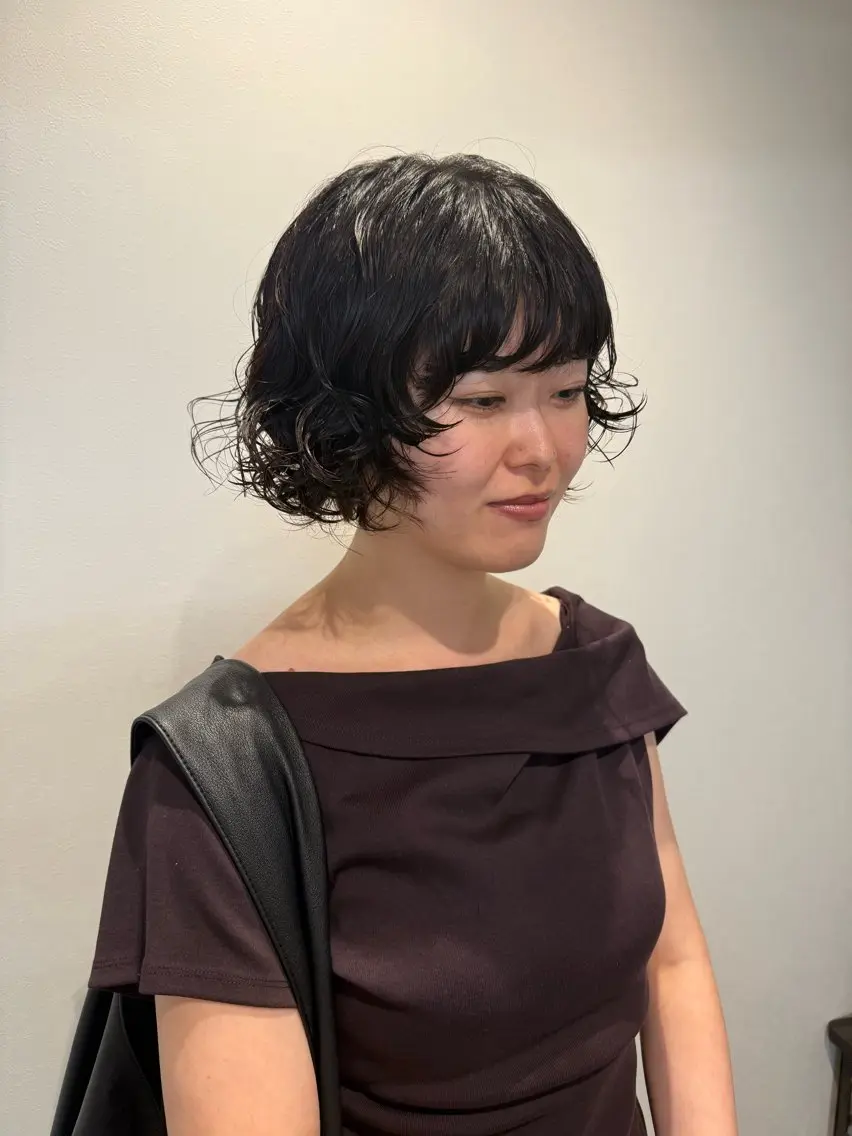 ミディアム カット パーマ トリートメント miwa/ボブパーマ /モードボブのヘアスタイル