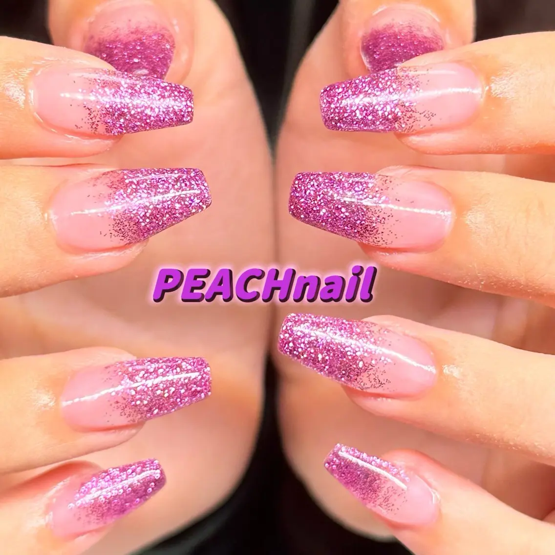 ネイル グラデーション ラメ(グリッター) ラメグラデーション PEACH nailのネイルデザイン