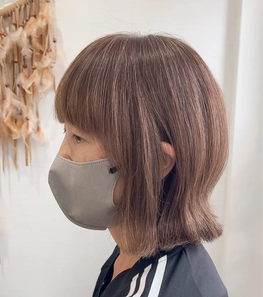 ミディアム カラー ベージュカラー ハイライトカラー ハイライト カット ヘアカラー YUIMARL 倉敷店🌸SAEのヘアスタイル