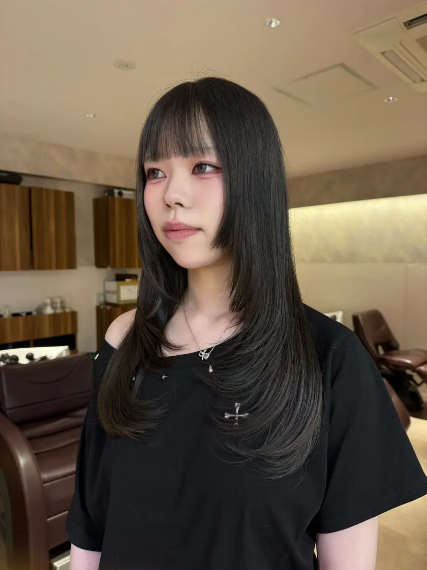 ロング カラー カット ヘアカラー Wカラーレイヤー🎀 着付けセットのヘアスタイル