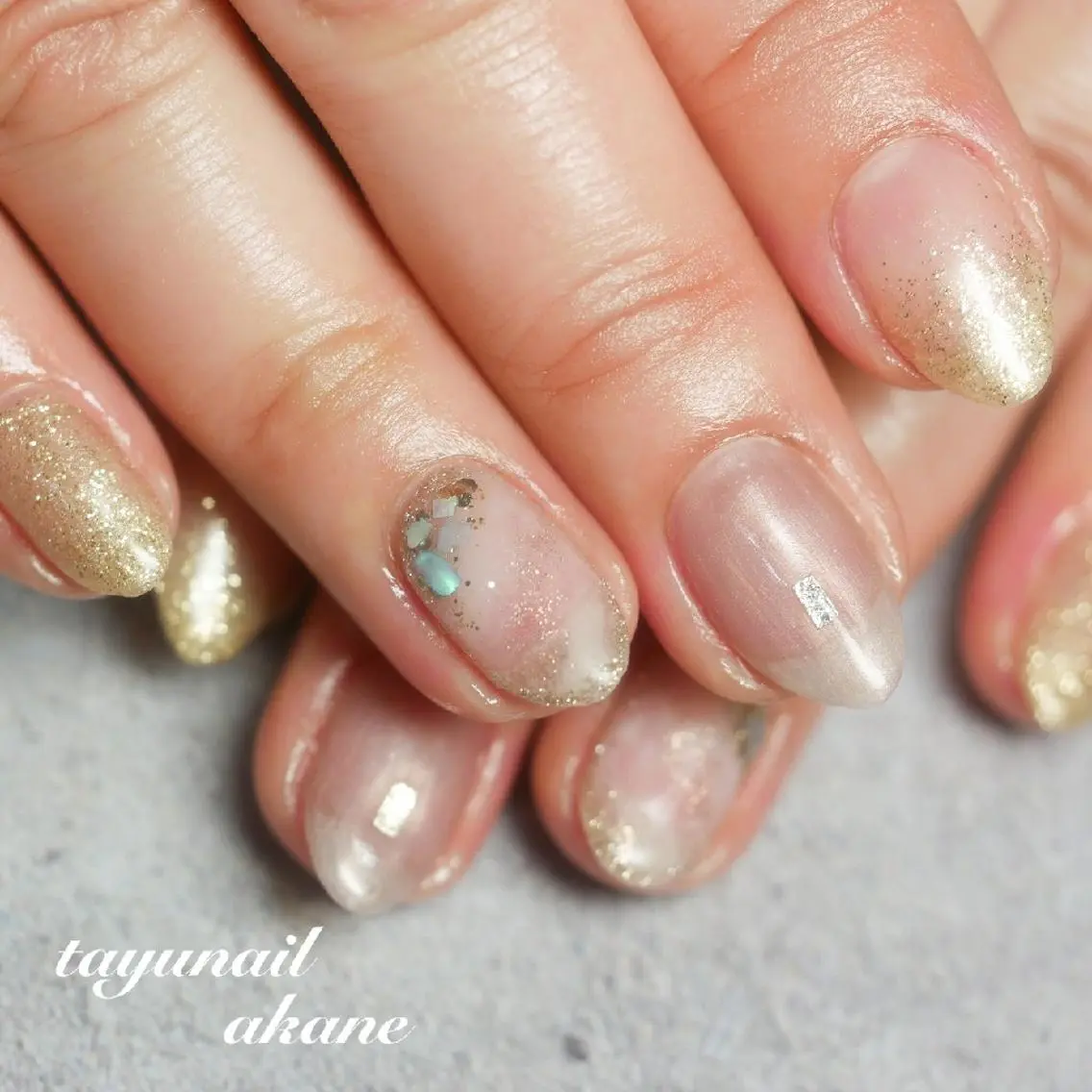 ネイル ブルー クリアネイル ジェルネイル キラキラネイル ニュアンスネイル ネイルサロン 【たゆnail】のネイルデザイン