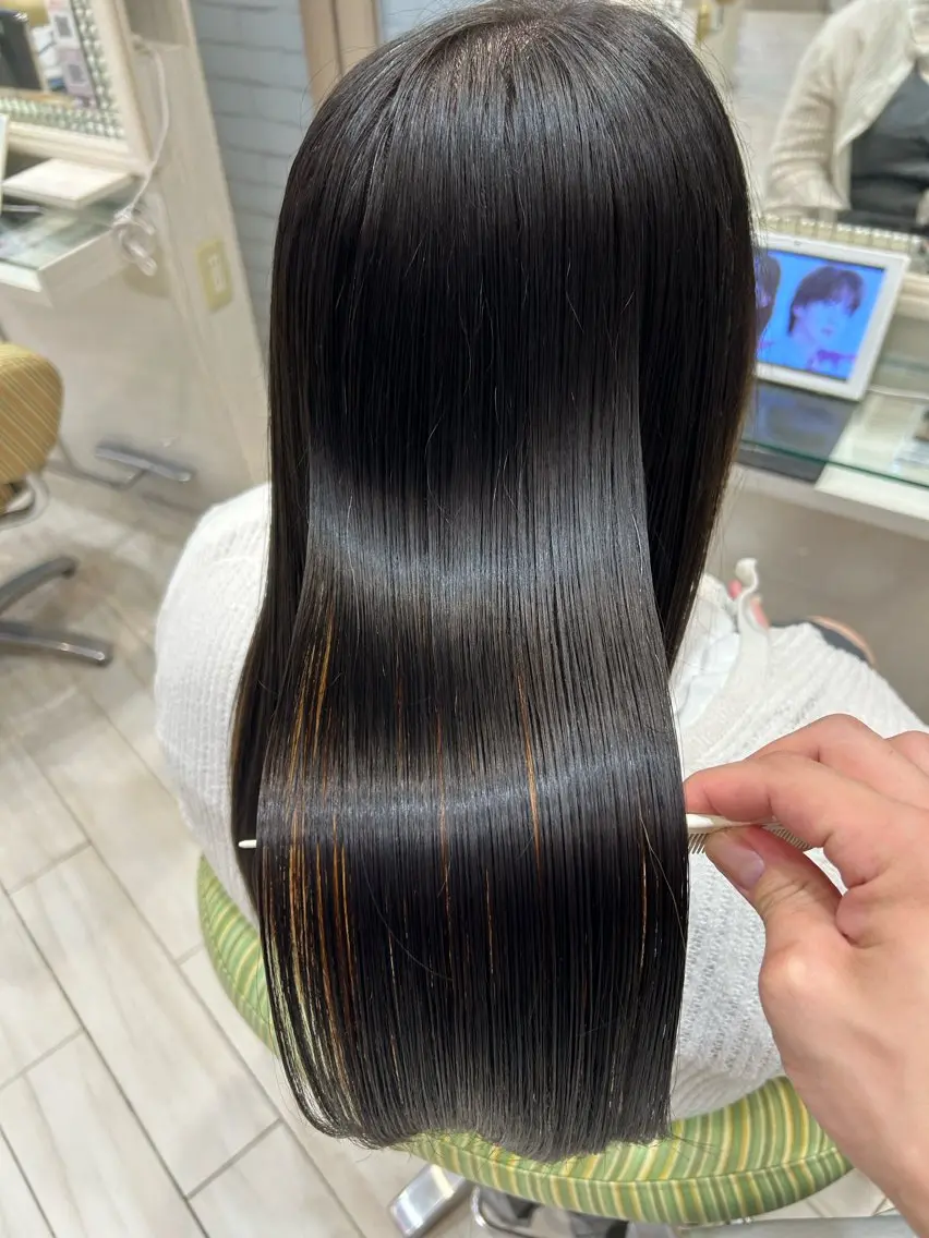 ロング 縮毛矯正 トリートメント 中川 拓弥のヘアスタイル