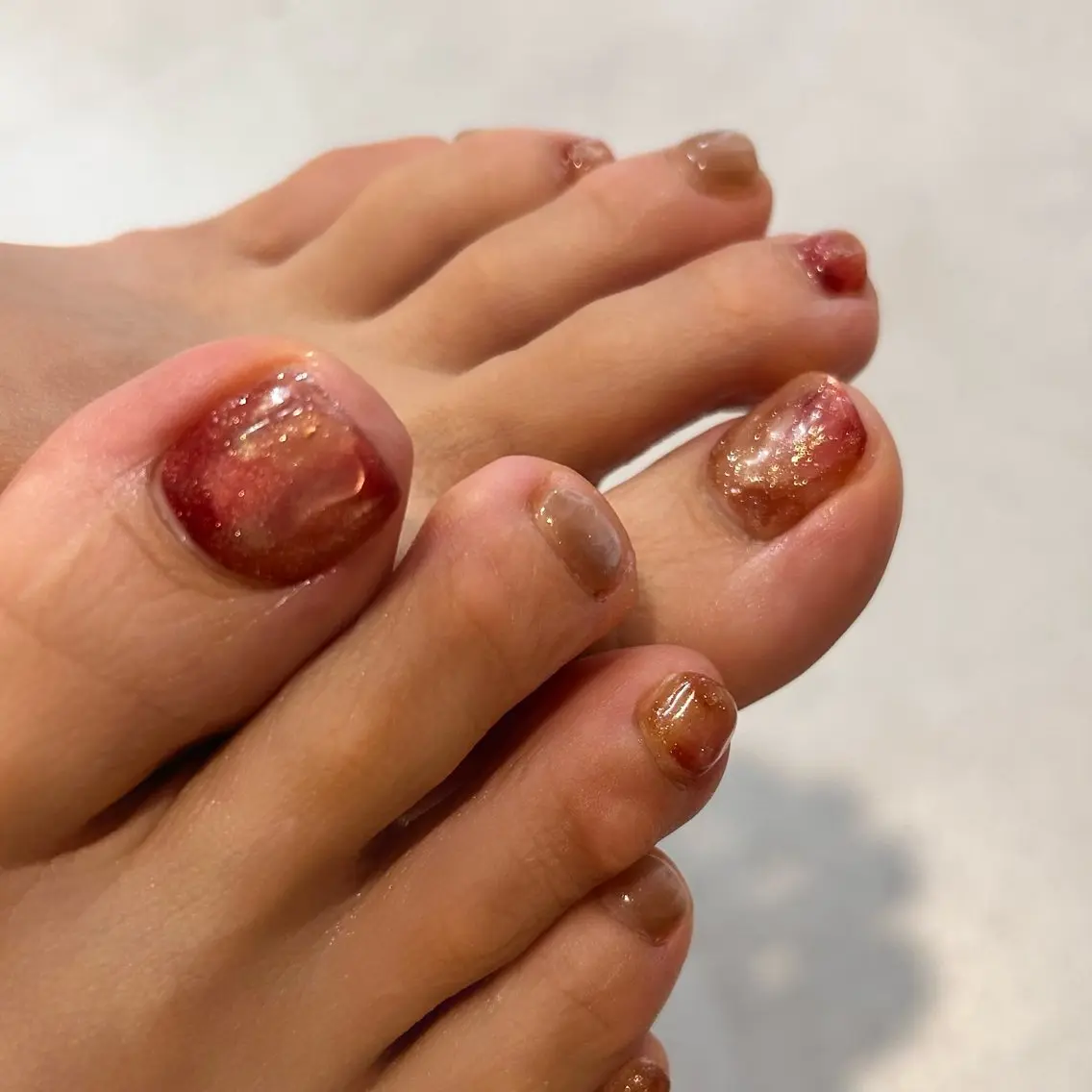 ネイル フットネイル ニュアンスネイル フットネイル soa.Aika 自爪育成のネイルデザイン