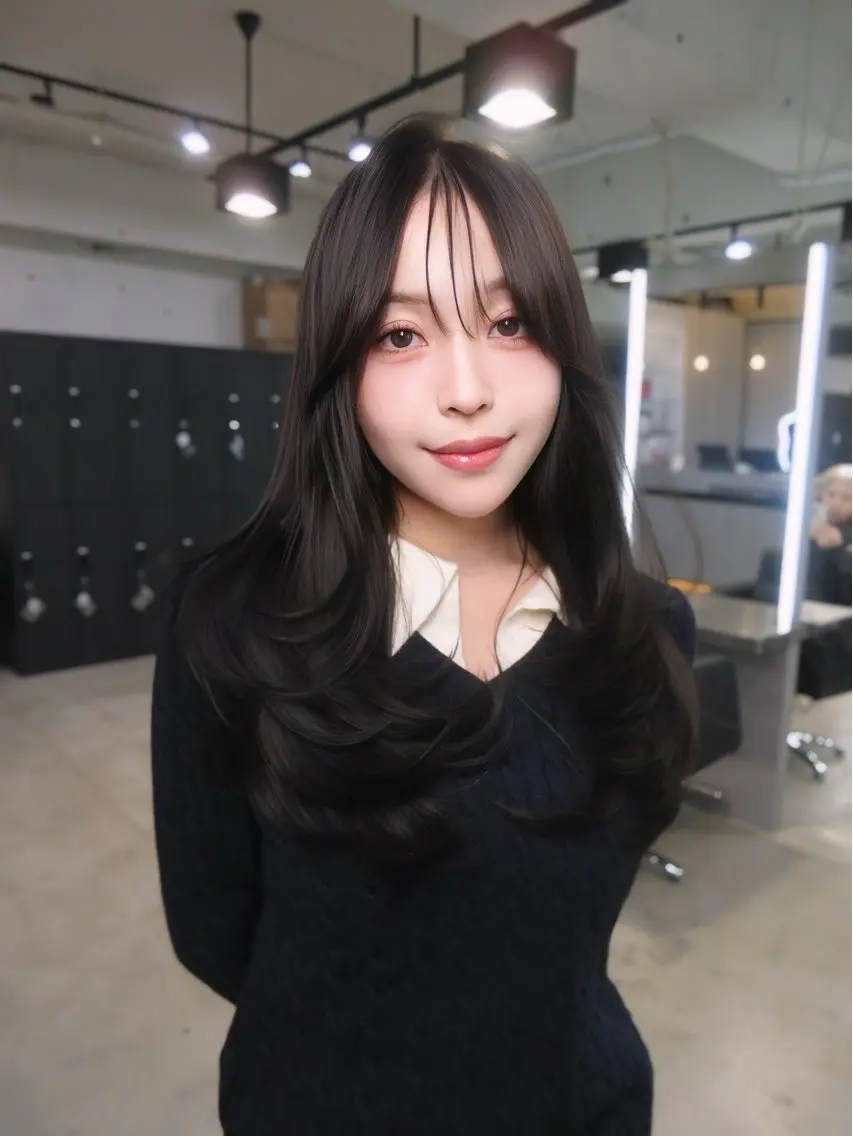 ロング カラー カット ヘアカラー トリートメント レイヤーカット 透明感カラーのヘアスタイル