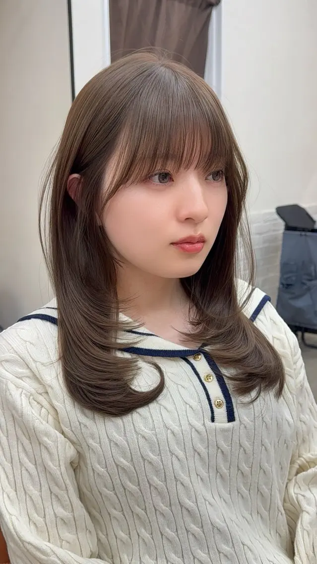 ミディアム カット ヘアカラー fitするカット♡/ 多幸感/ふうか◠‿◠のヘアスタイル