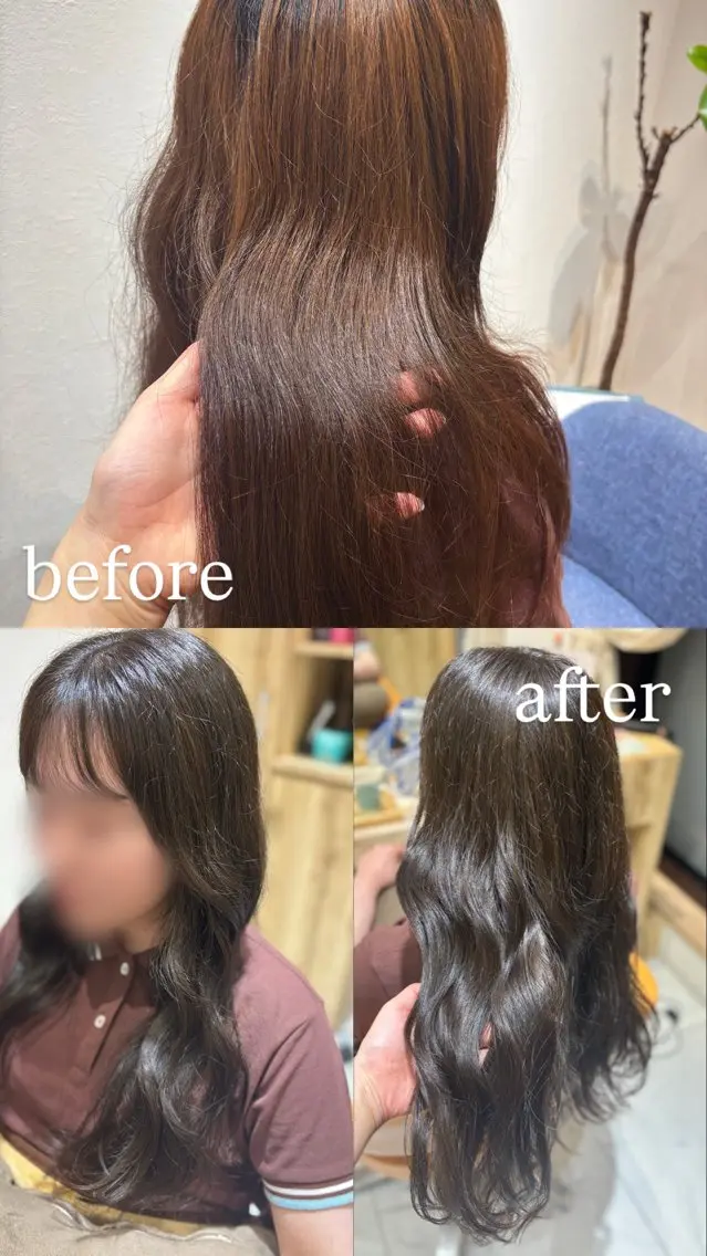 ロング カラー オリーブカラー 島貫 陽香のヘアスタイル