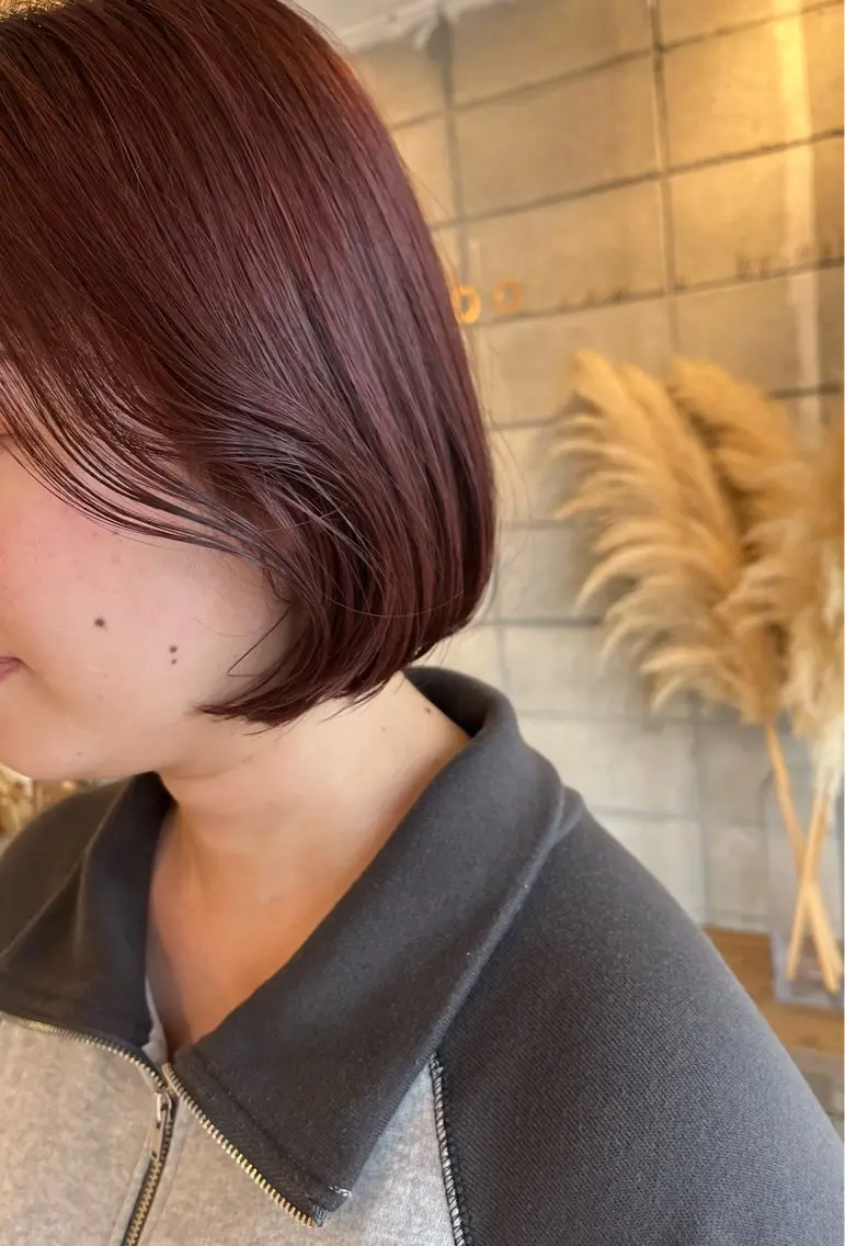 ショート ピンクブラウン カット ヘアカラー トリートメント 狩野 くるみのヘアスタイル