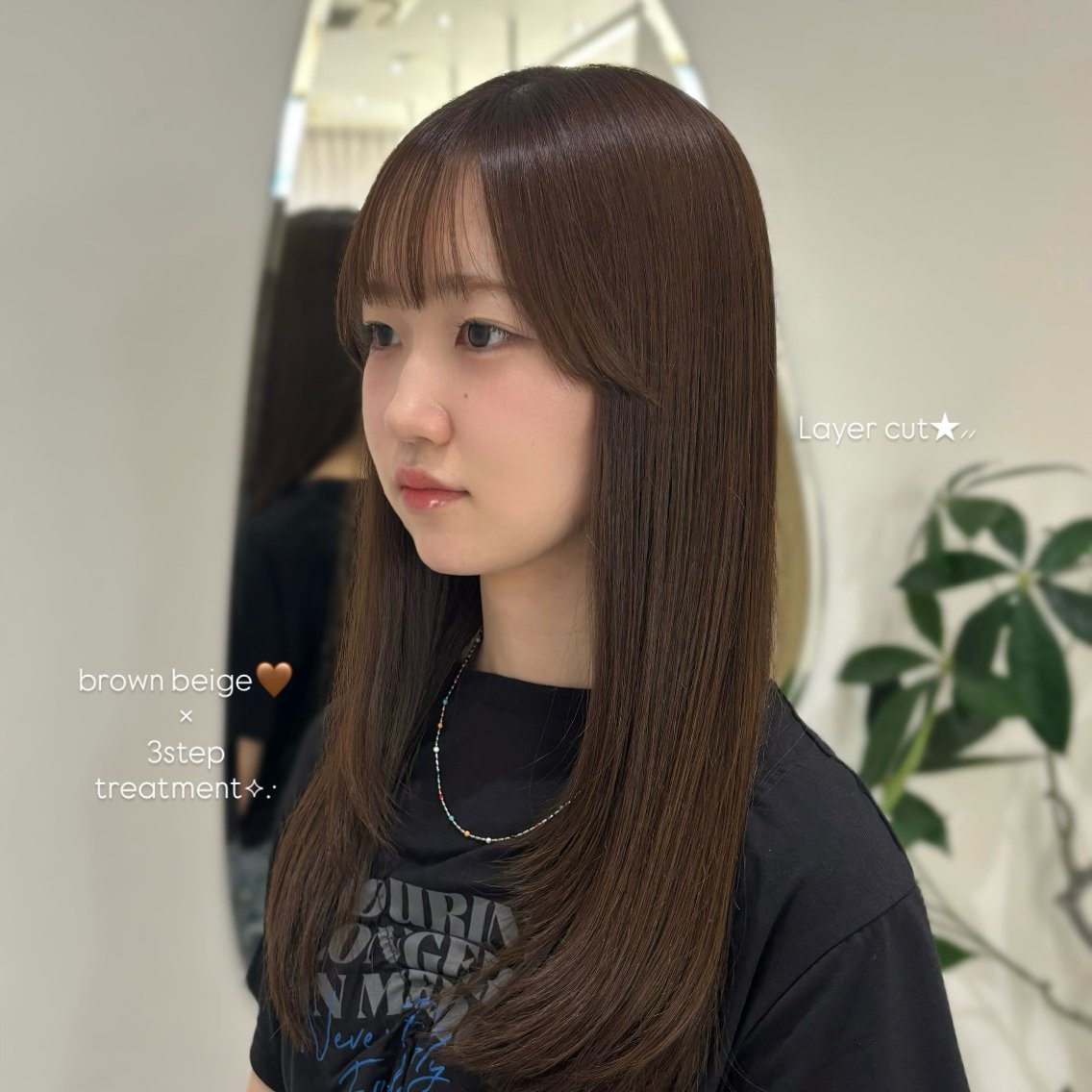 セミロング カット ヘアカラー トリートメント Karin🎀韓国/ 透明感🥣&レイヤーのヘアスタイル