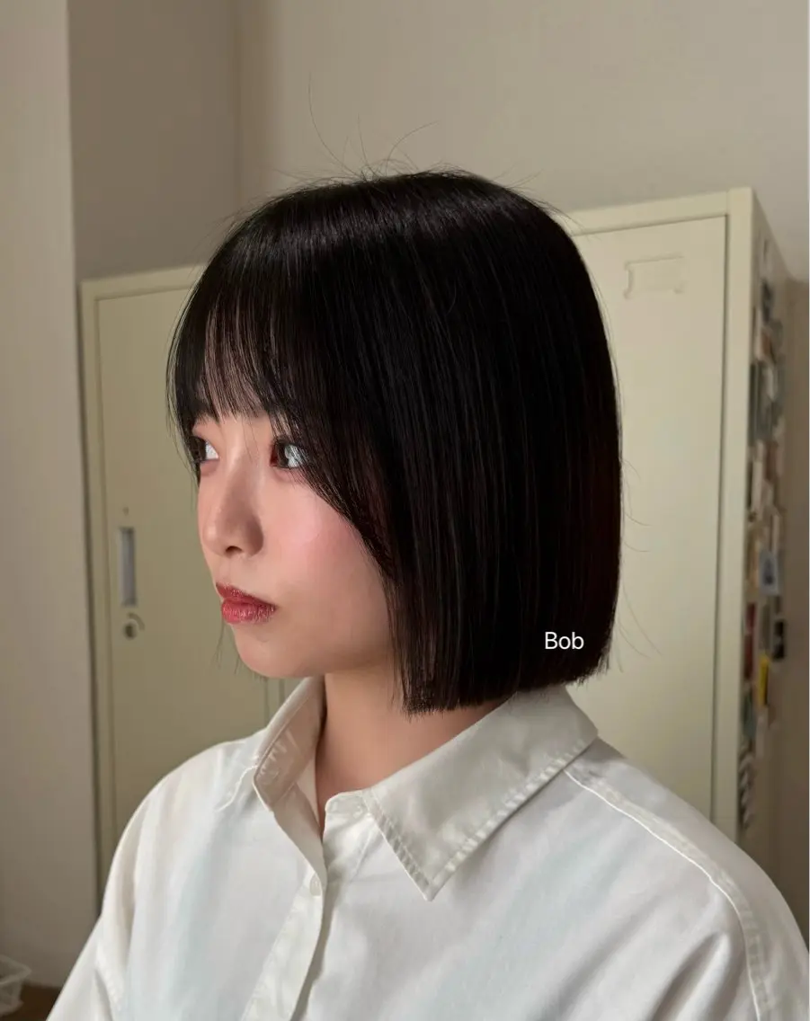 ミディアム ボブ カット ボブ/カシスカラー/ 村田茉優のヘアスタイル