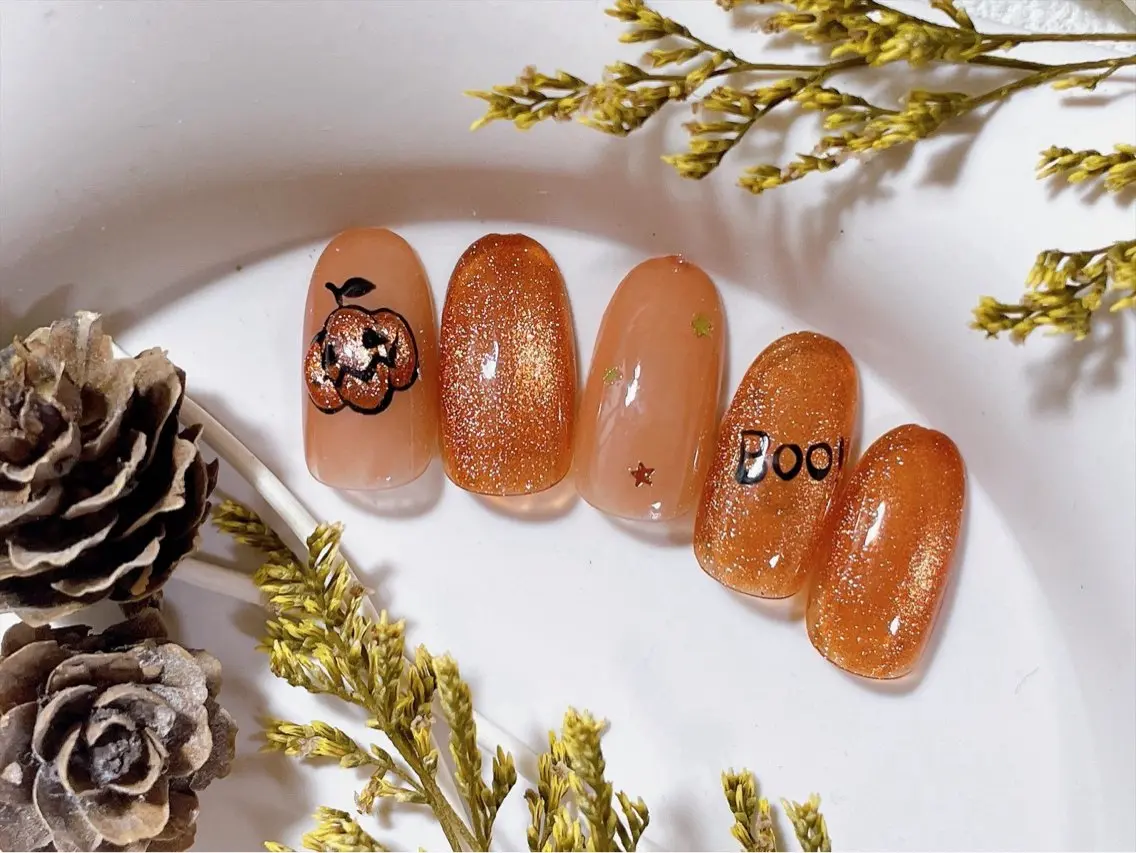 ネイル ジェルネイル ハロウィン オフィスネイル パラジェル ハンドネイル kiki nail &brow二子玉川のネイルデザイン