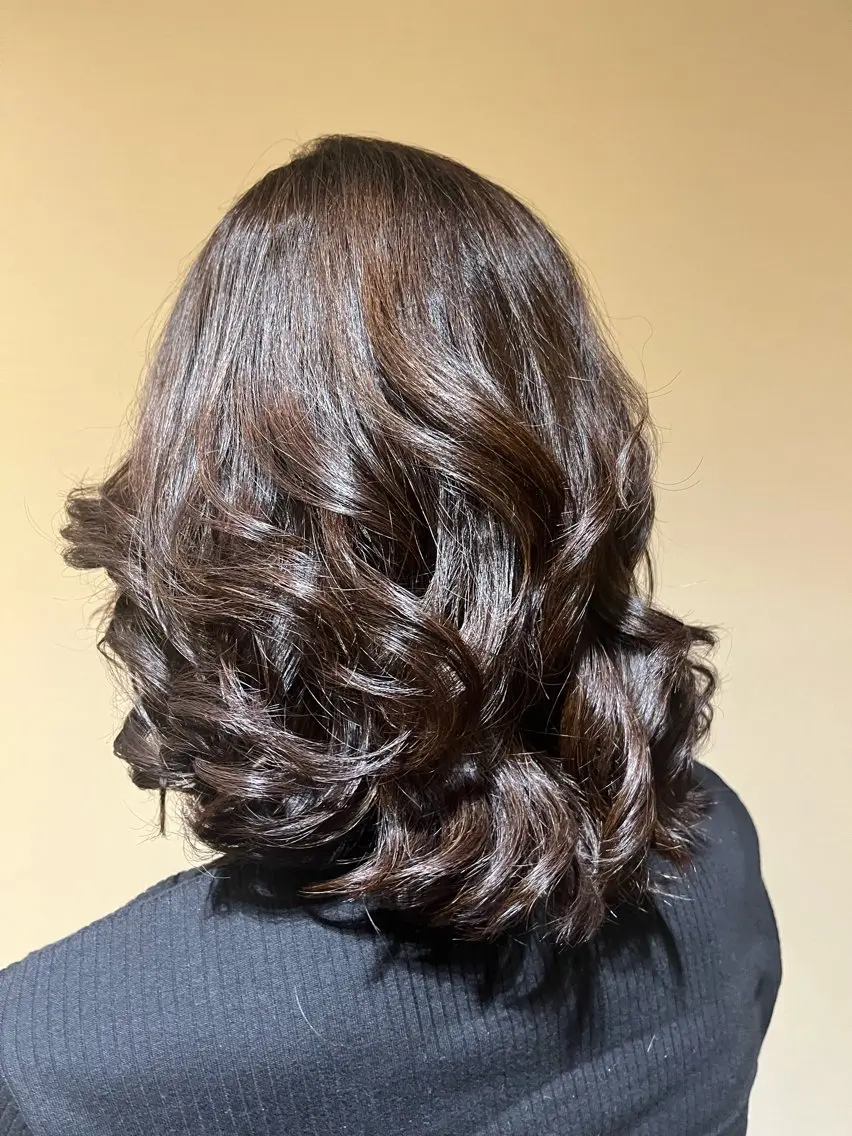 セミロング カラー パーマ セミロングパーマ デジタルパーマ 大人女子&髪改善専門 Nobuフリーランスのヘアスタイル