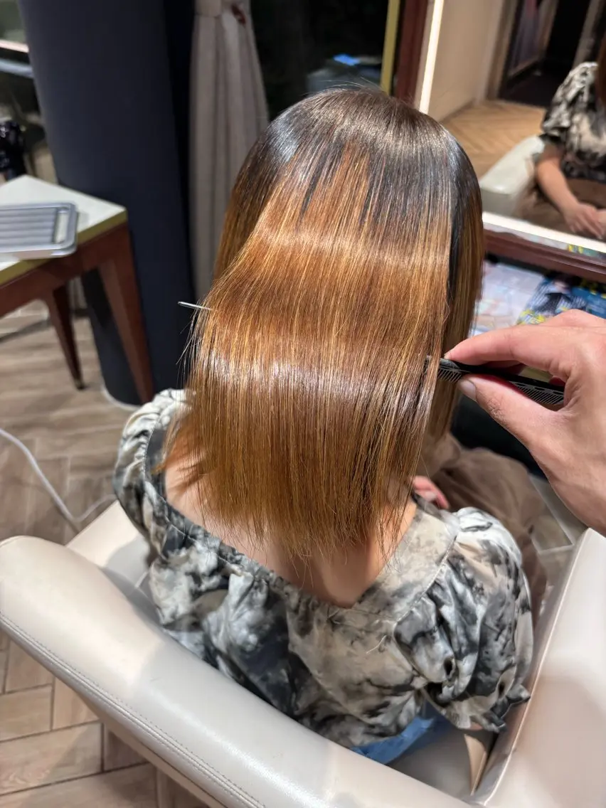 セミロング 縮毛矯正 トリートメント 山中 あるのヘアスタイル