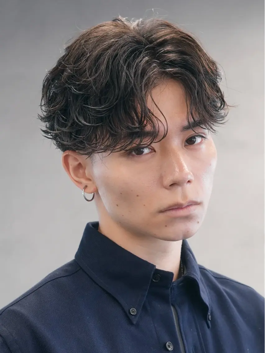 パーマ メンズ フェザーパーマ メンズパーマ カット ヘアカラー パーマ 名古屋シャドウパーマ 竜太朗のヘアスタイル