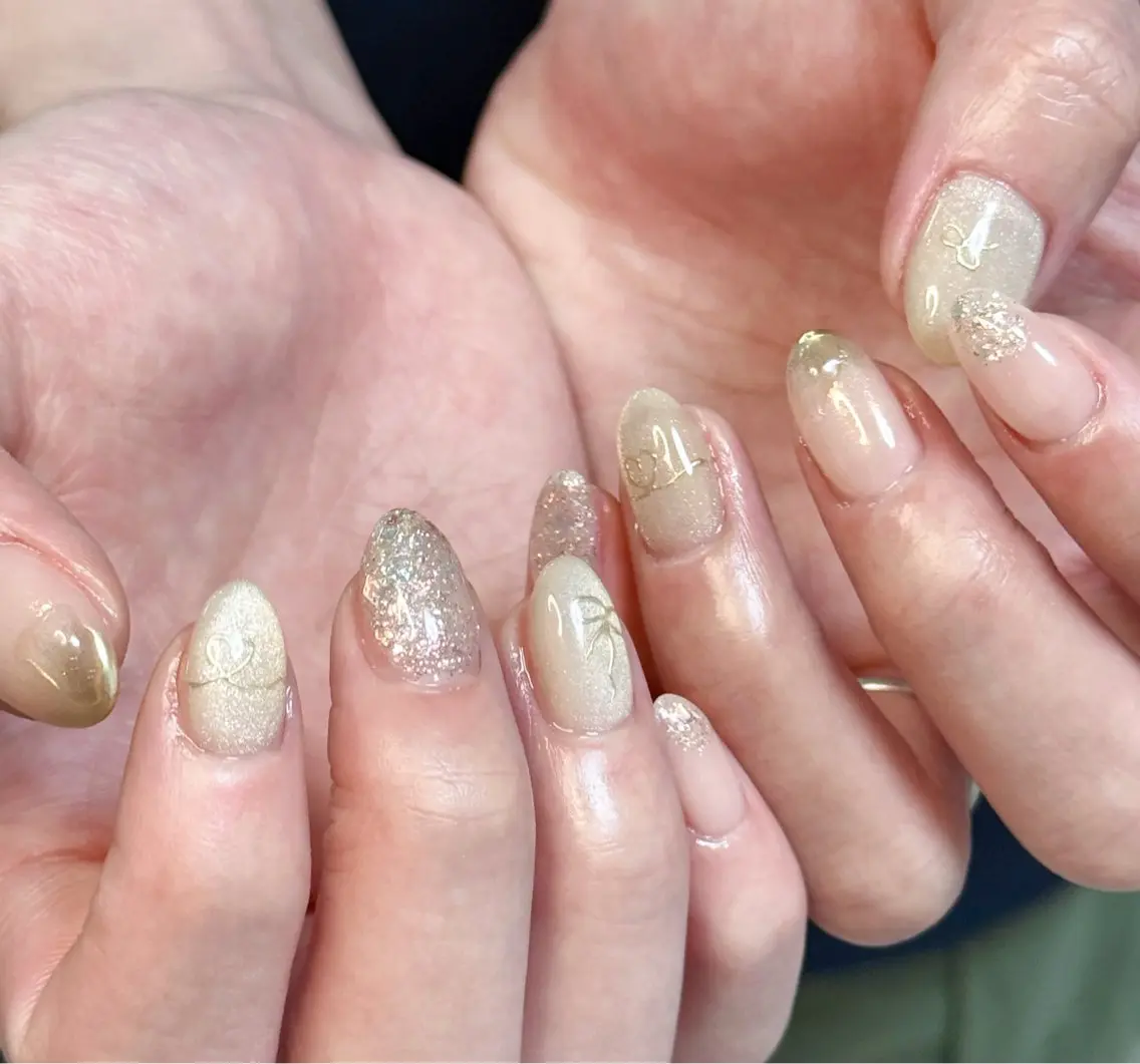 ネイル アートネイル オーロラネイル チークネイル フレンチネイル ガラスフレンチ ハンドネイル 🎀🎀YooLi Nail Salonのネイルデザイン