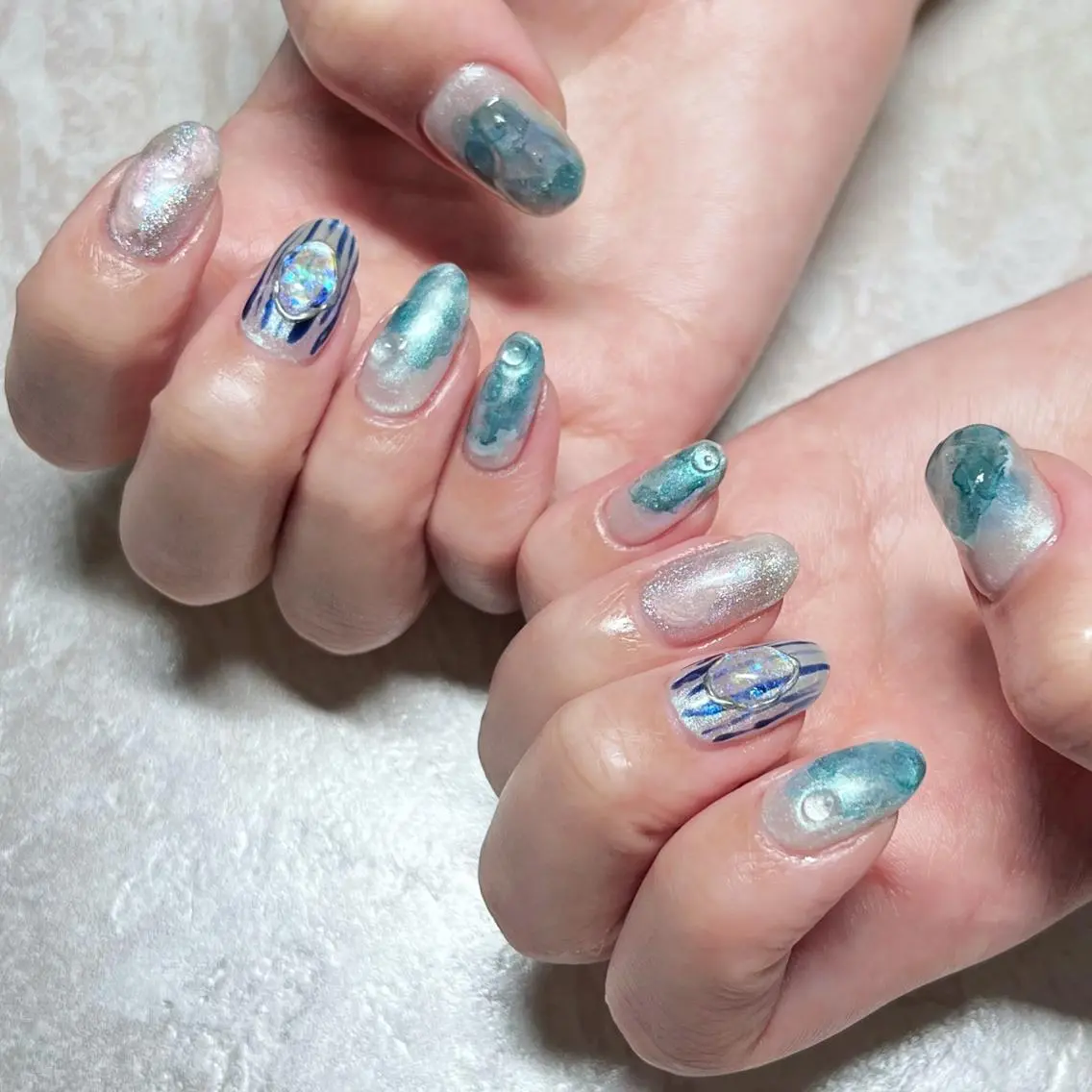ネイル マグネットネイル ニュアンスネイル ショートネイル gemickle nailのネイルデザイン