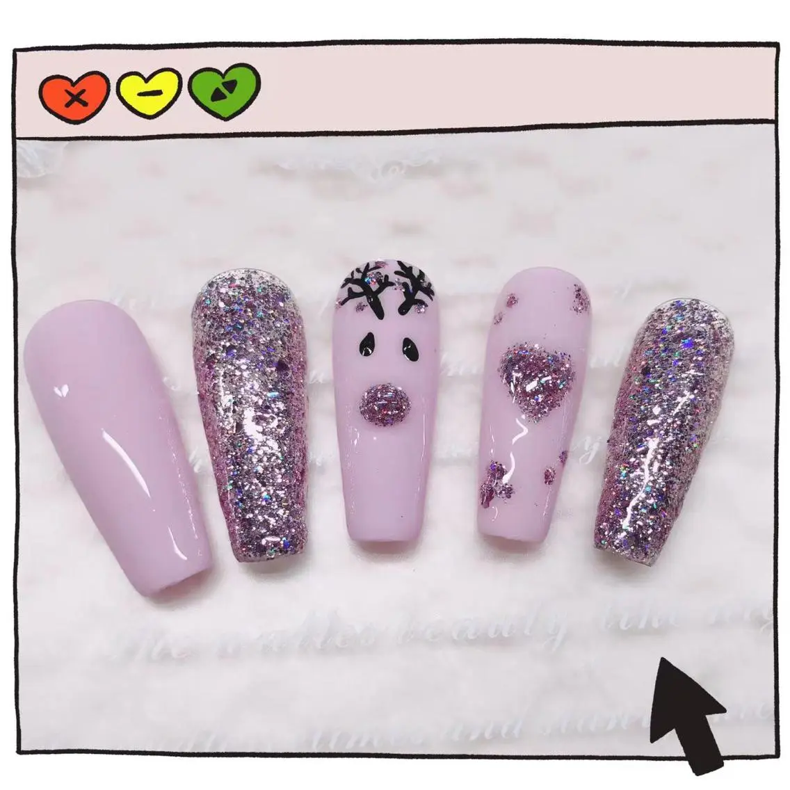 ネイル ジェルネイル ハート キラキラネイル ラメ(グリッター) ピンク ハンドネイル ハンドケア Kira Nailのネイルデザイン