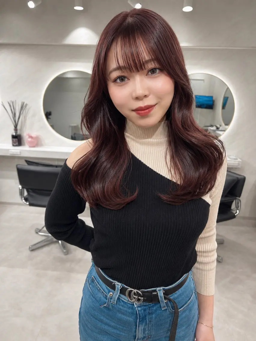ロング カラー カット ヘアカラー トリートメント 髪質改善will hairdesignのヘアスタイル