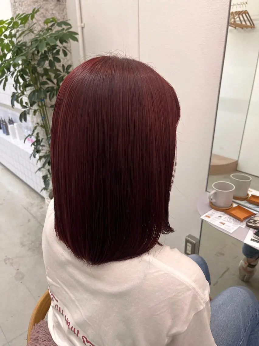 セミロング カラー レッドカラー 暖色カラー/ ヘアセット🌛櫻井舞のヘアスタイル