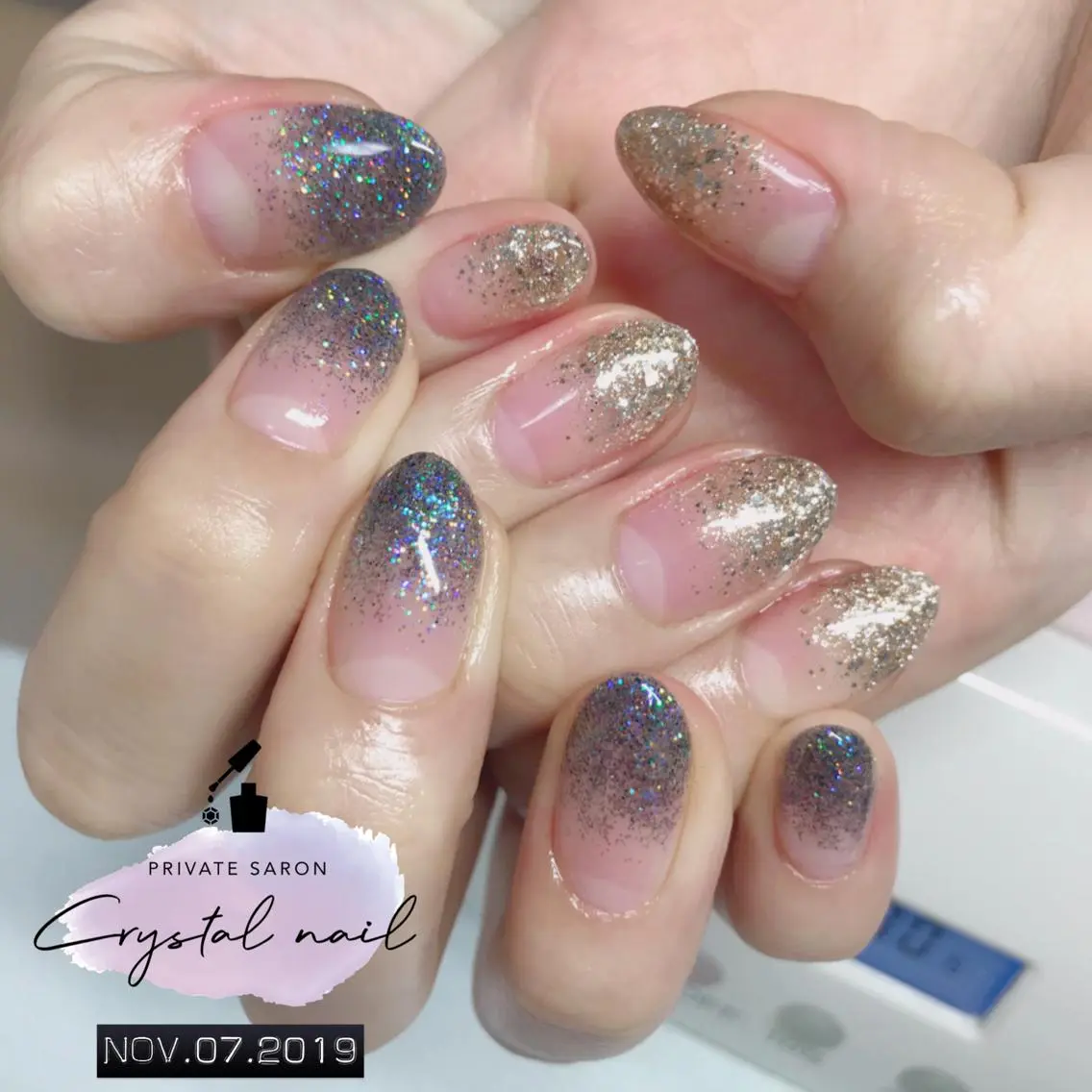 ネイル グラデーション ラメ(グリッター) ラメグラデーション ハンドネイル SCENERY NAILのネイルデザイン