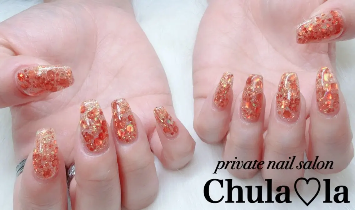 ネイル ラメ(グリッター) ワンカラーネイル ハンドネイル Chula♡la 豊見城市高安のネイルデザイン