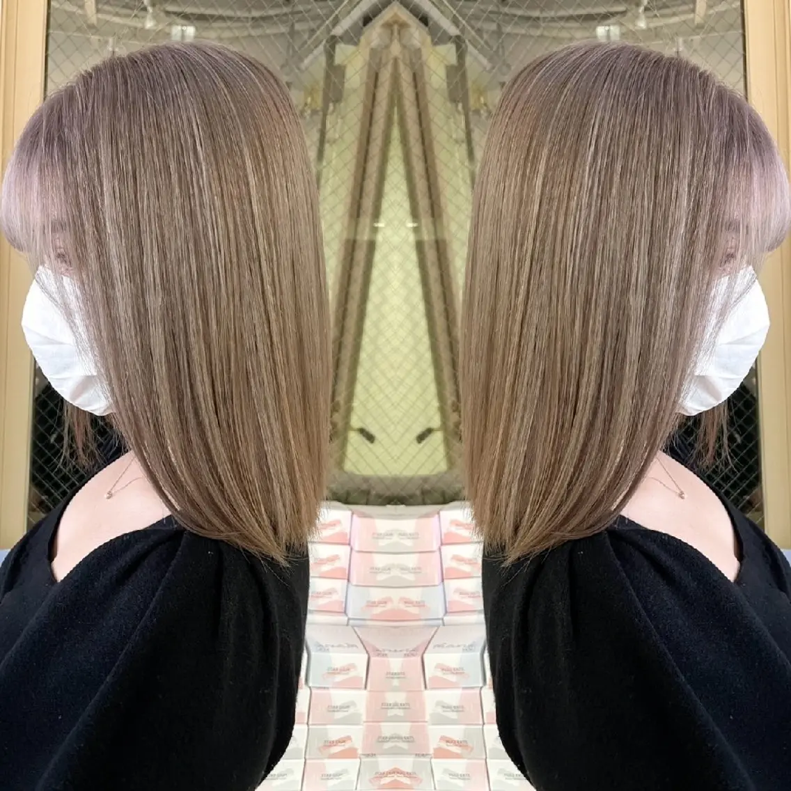 ミディアム カラー ヘアカラー トリートメント ✨弱酸性縮毛矯正✨ ✨髪質改善✨hiroのヘアスタイル