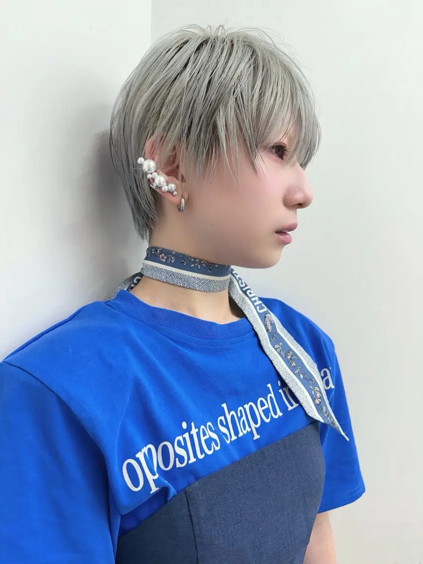 ショート カラー ヘアアレンジ 透明感カラー ハイトーンカラー シルバー ショートヘア カット ヘアカラー トリートメント ケアパーマ/レイヤー / 丸山渉のヘアスタイル