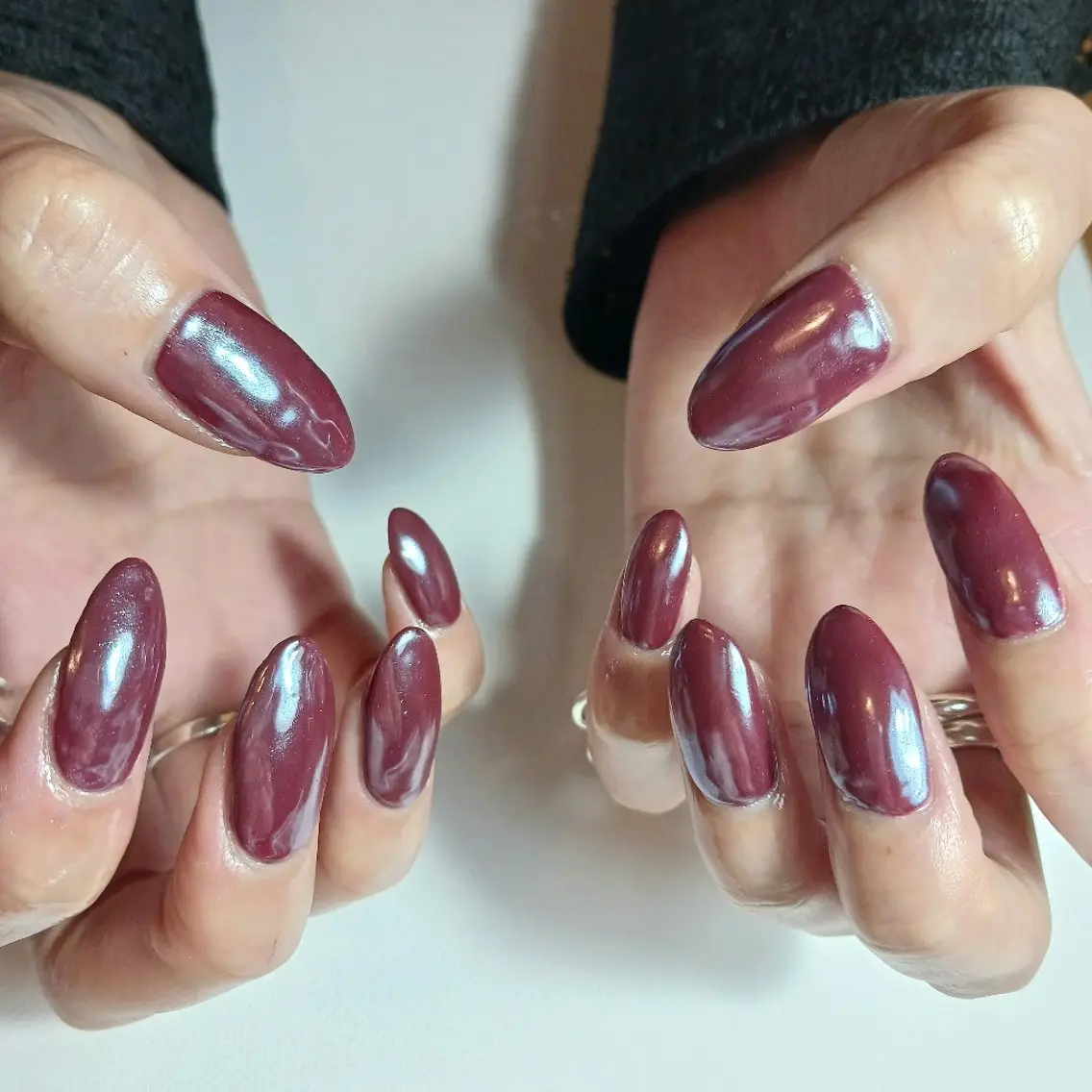 ネイル オーロラネイル ボルドー ジェルネイル ミラーネイル 持ち込み ハンドネイル owlnail /持込みデザイン専門のネイルデザイン