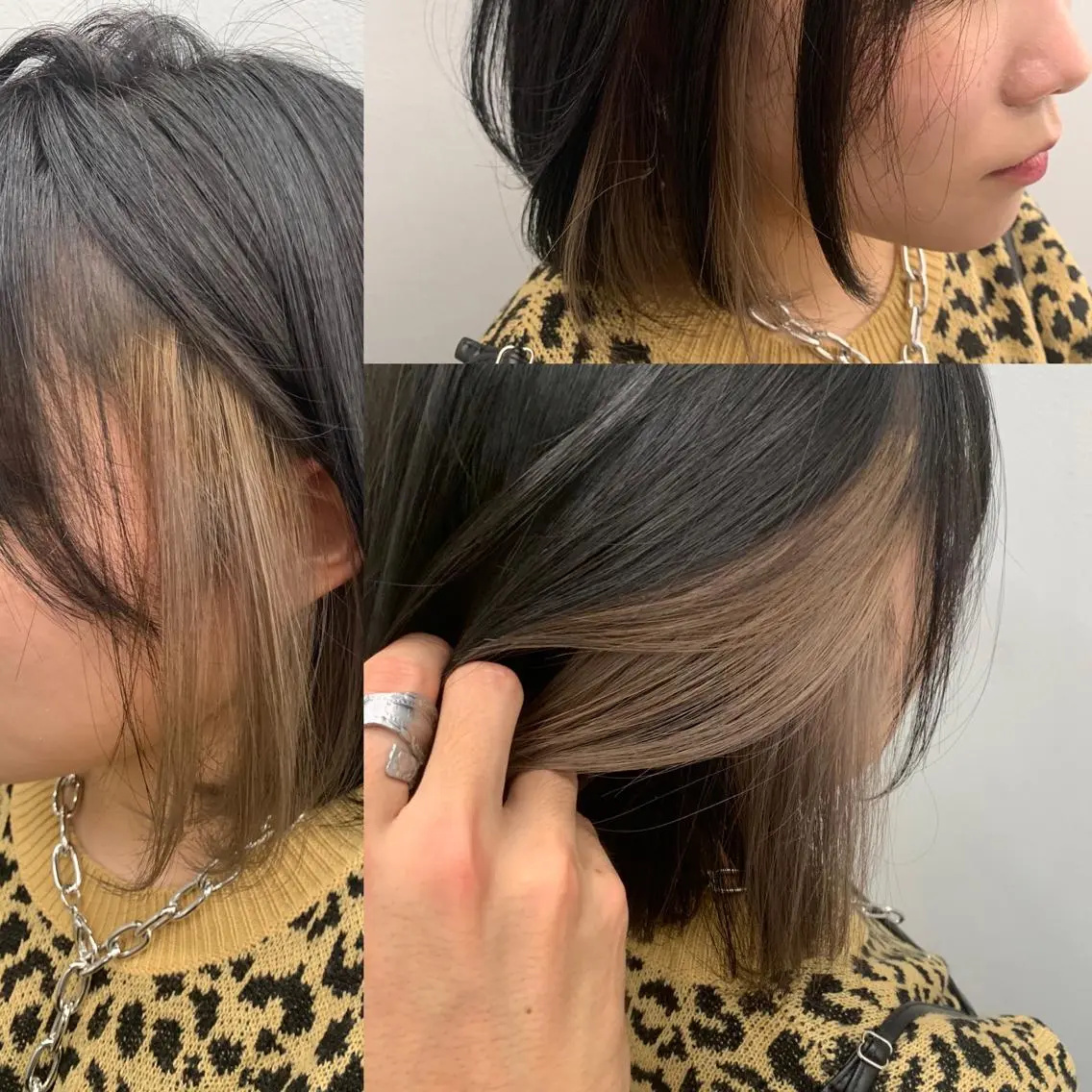 ミディアム カラー ヘアアレンジ 黒髪 ブルーカラー ブルーブラック グレージュ インナーカラー パーマモデル募集中 ✨Ukyoのヘアスタイル
