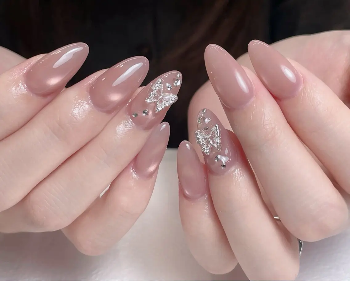 ネイル ボルドー ブラウン チークネイル 長さ出し フレンチネイル 中野駅から2分 MEO NAILのネイルデザイン