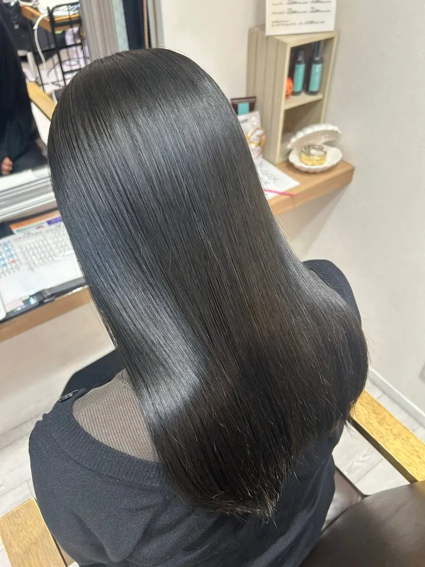 セミロング ヘアカラー トリートメント まい🎀ピンク💝 透明感/髪質改善のヘアスタイル