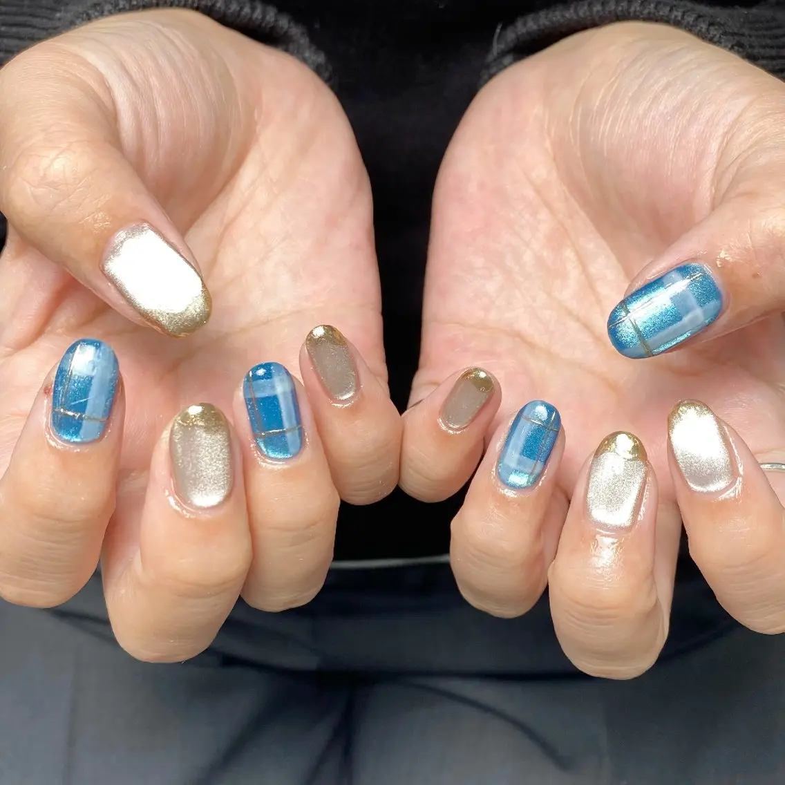 ネイル チークネイル 長さ出し フレンチネイル ジェルネイル ガラスフレンチ ハンドネイル UM Nail Salonのネイルデザイン