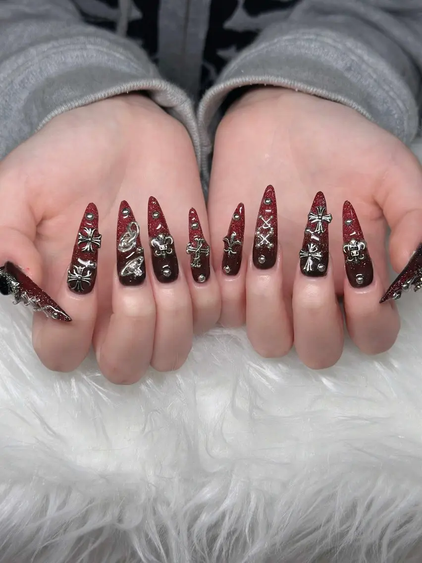 ネイル フレンチネイル ジェルネイル ガラスフレンチ ハロウィン ハート H.baby Nail Salonのネイルデザイン
