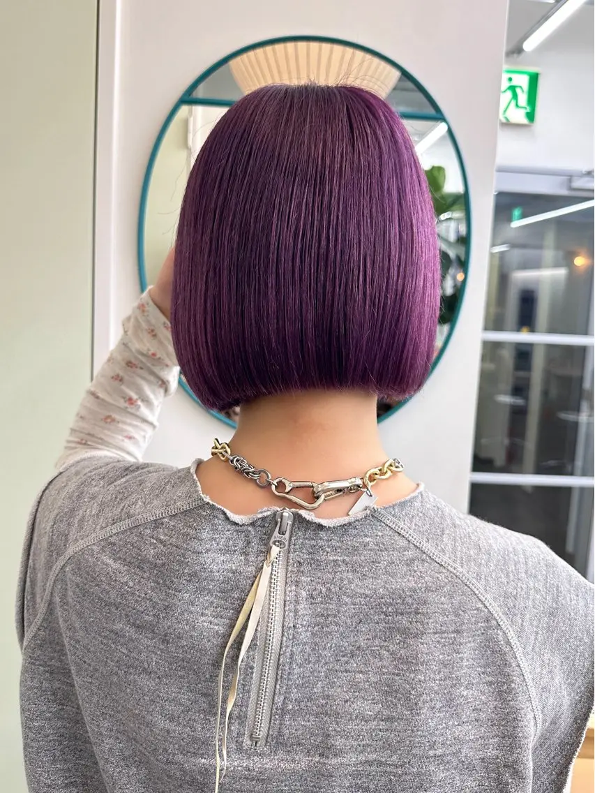 ショート カラー ブリーチ ケアブリーチ ラベンダーカラー ボブ/レイヤー/ケア パーマ/リュウタのヘアスタイル