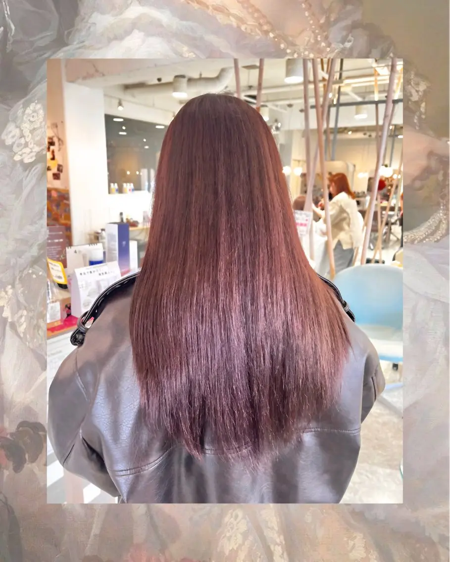 ロング カラー ブリーチ ブラウンカラー 透明感カラー ラベンダーカラー ブリーチなしカラー ヘアカラー ꧁꒰ঌ奈菜美໒꒱꧂ 箕面美容室のヘアスタイル