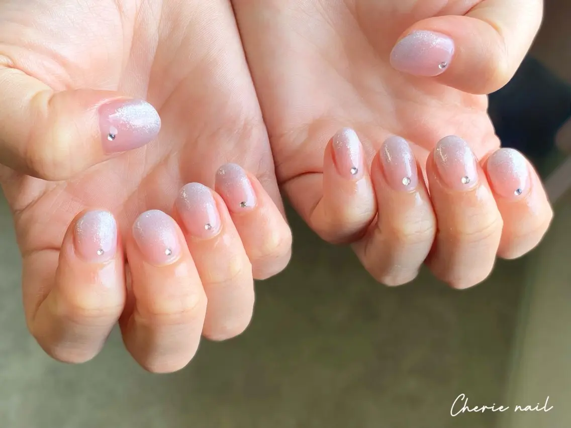 ネイル ブルー ジェルネイル グラデーション オフィスネイル ピンク ハンドネイル Cherienail yunaのネイルデザイン