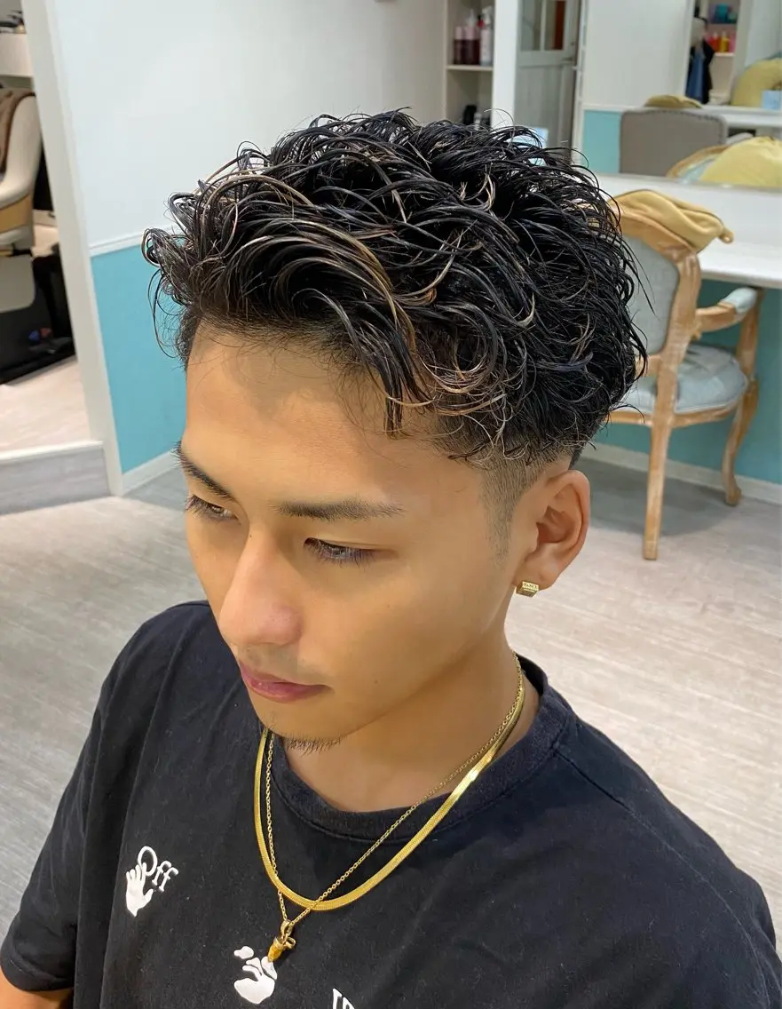 パーマ メンズ オールバック メンズパーマ 刈り上げ 【メンズ専門】 髙橋琉偉のヘアスタイル