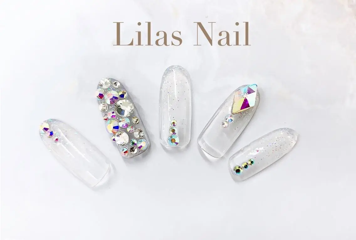 ネイル オーロラネイル クリアネイル ハート キラキラネイル ニュアンスネイル Lilas Nailのネイルデザイン