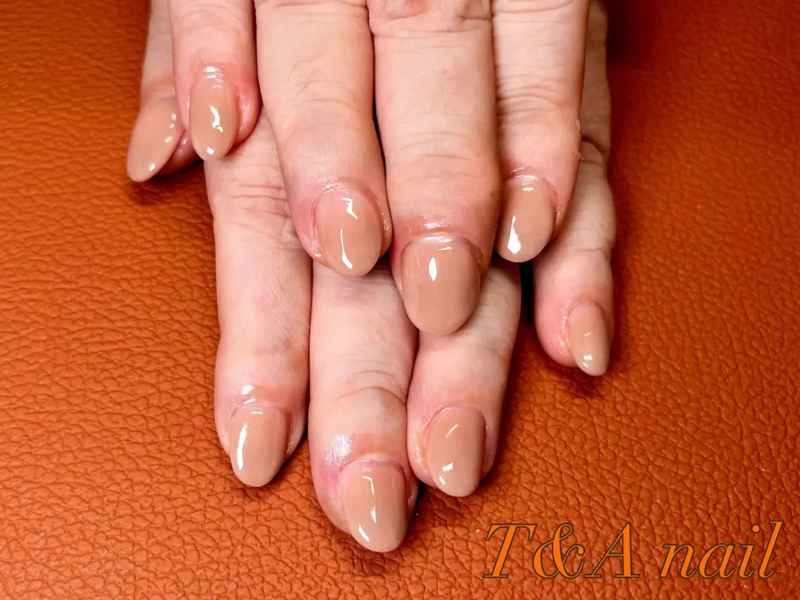 ネイル ブラウン 長さ出し ジェルネイル ワンカラーネイル スカルプネイル T&A nailのネイルデザイン