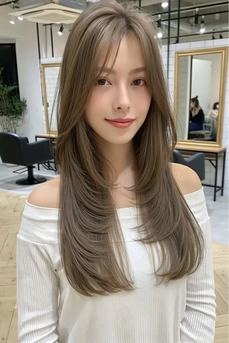 ロング バタフライレイヤー/ ニシトモユキのヘアスタイル