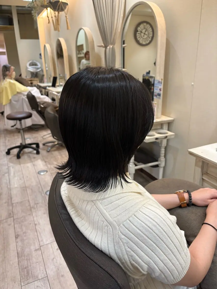 ミディアム カラー ヘアカラー トリートメント 艶髪/縮毛矯正/ レイヤー/栄/あやかのヘアスタイル