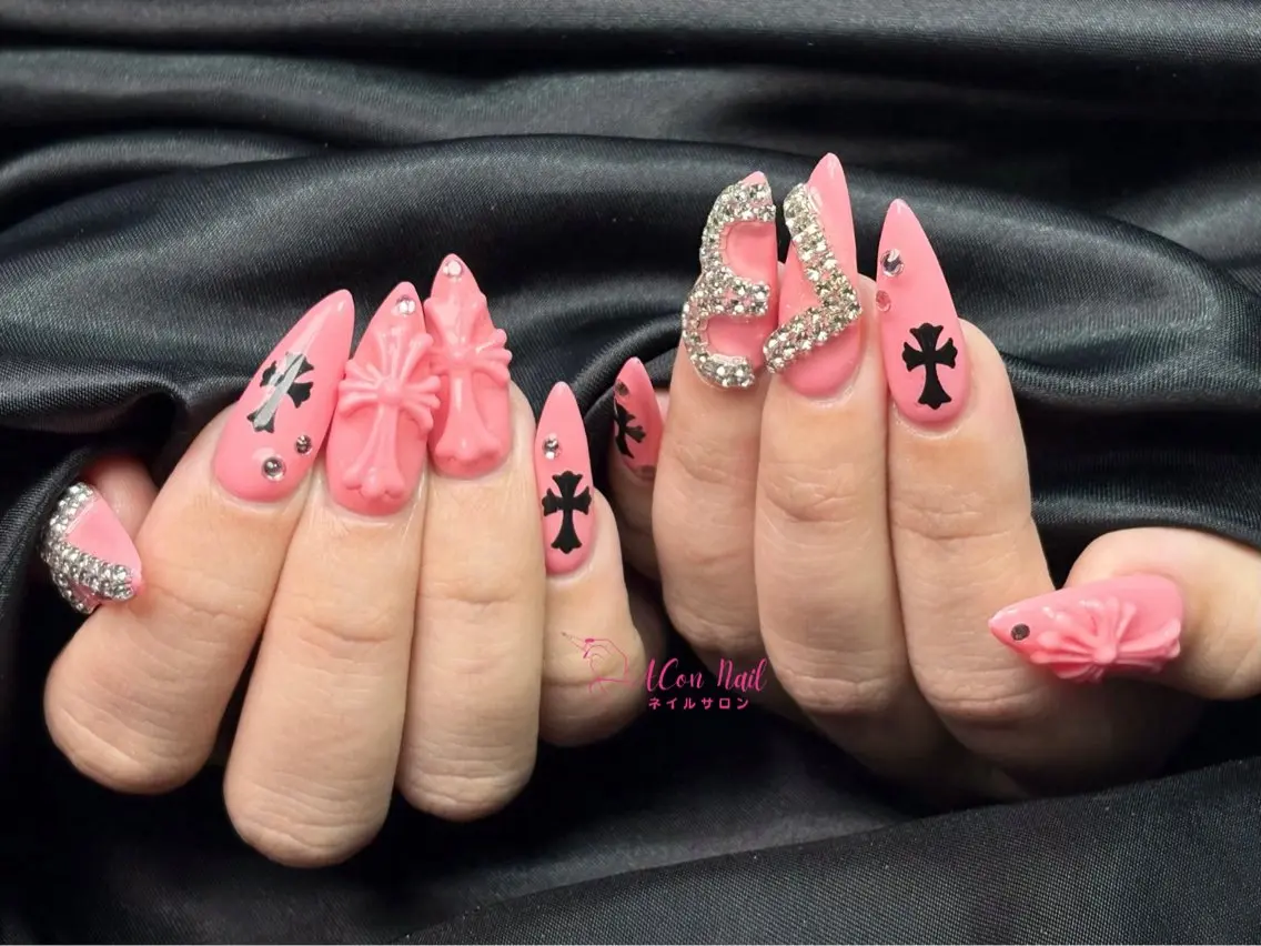 ネイル 桜ネイル 長さ出し フラワーネイル フレンチネイル ジェルネイル ハンドネイル ACon NailSalonのネイルデザイン