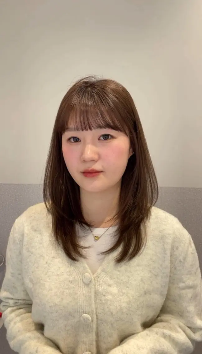 ˚｡⋆୨୧前髪カット(顔周り込み) ୨୧ ˚⋆+プレミアムケアカラー+2Step豊潤ケアトリートメント+コテ巻きまで🎀の写真