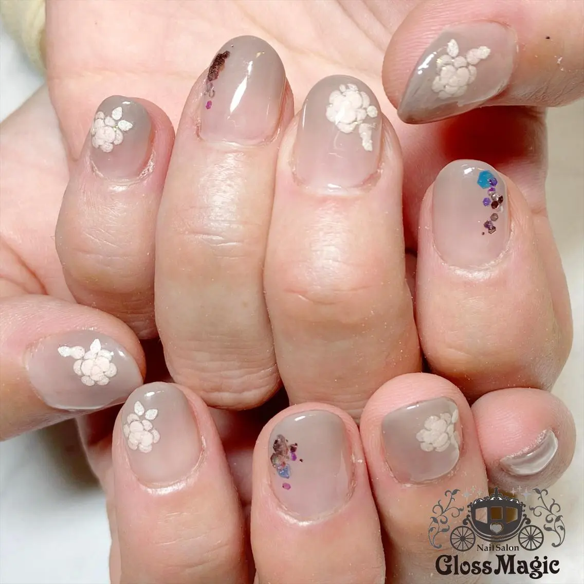 ネイル クリアネイル グラデーション ラメ(グリッター) オフィスネイル ピンク ハンドネイル YUN 💅のネイルデザイン