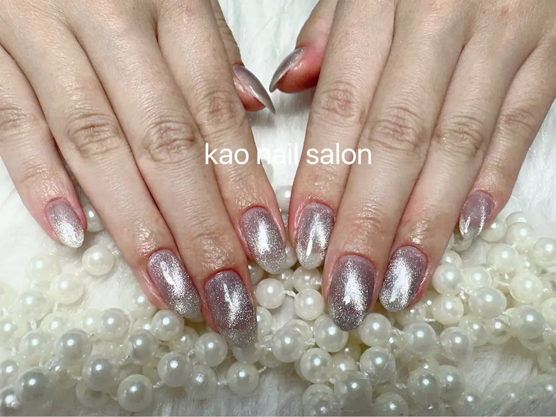 ネイル チークネイル 長さ出し フレンチネイル ジェルネイル ガラスフレンチ kao nail マグネット/長さだしのネイルデザイン