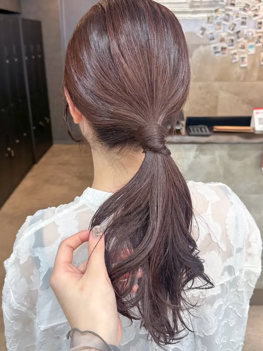ミディアム カラー ラベンダーカラー 安永 来未のヘアスタイル