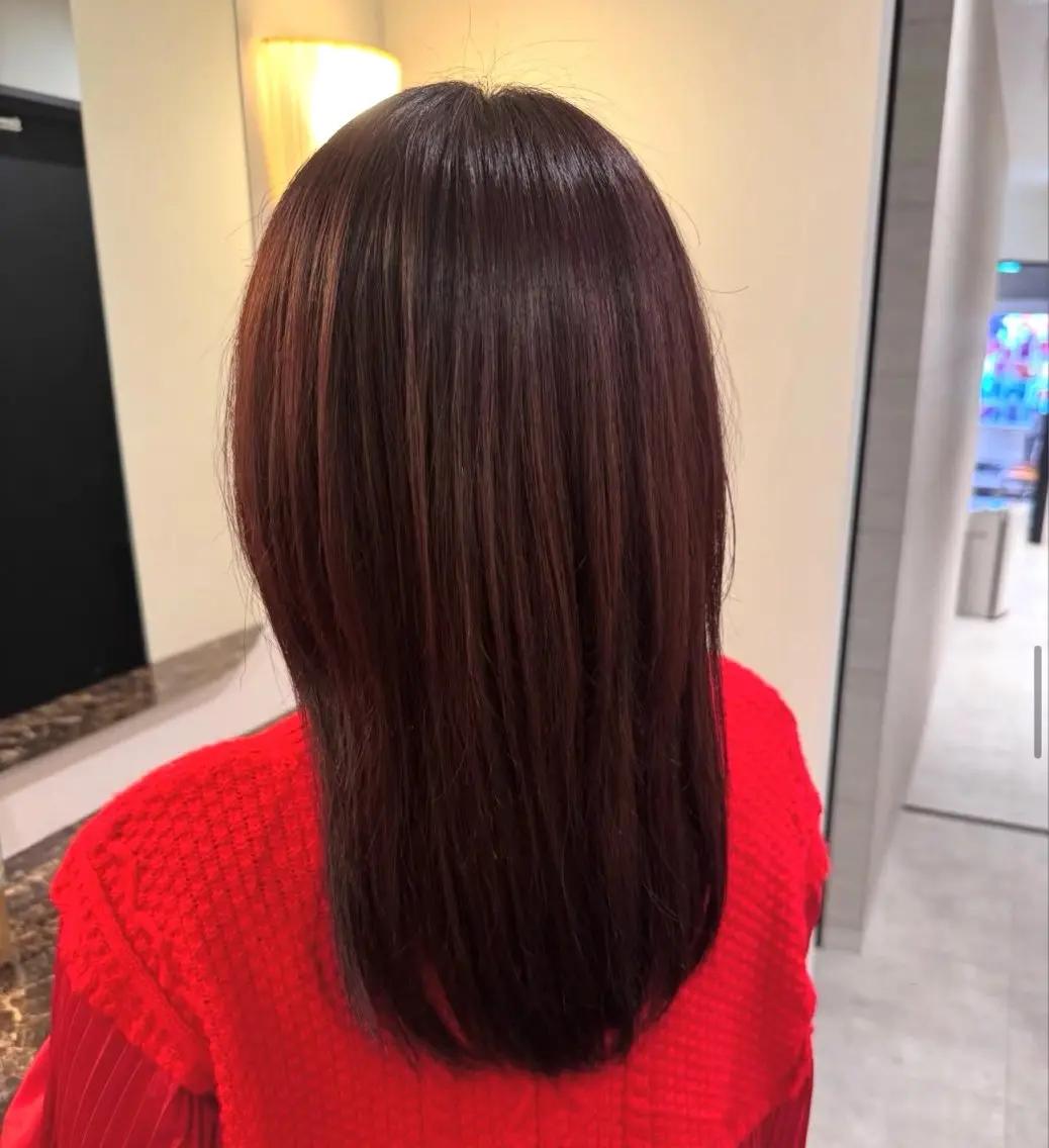 セミロング カラー ブラウンカラー レッドカラー レッドブラウン カット ヘアカラー Ako  カット・ 縮毛矯正モデル募集のヘアスタイル