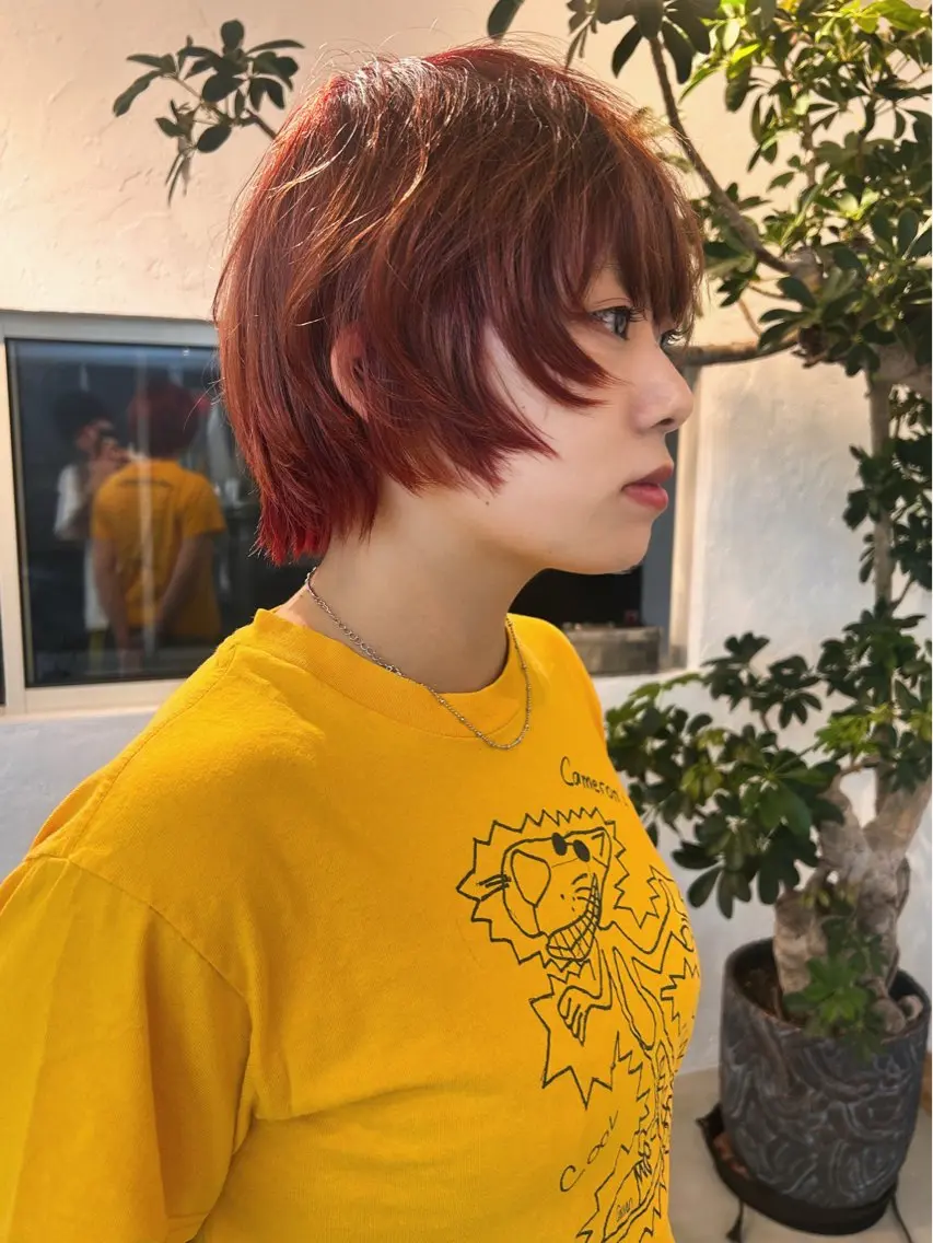 ミディアム カラー ボブ レイヤーカット ウルフカット カット ヘアカラー トリートメント 似合わせcut 🔥yutakaのヘアスタイル
