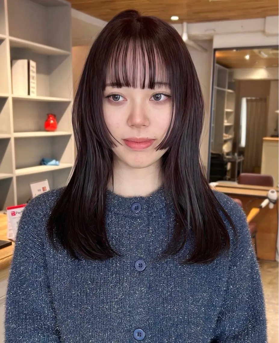 ミディアム ラベンダーブラウン 姫カット カット ヘアカラー トリートメント レイヤーカット🎀 yuiのヘアスタイル