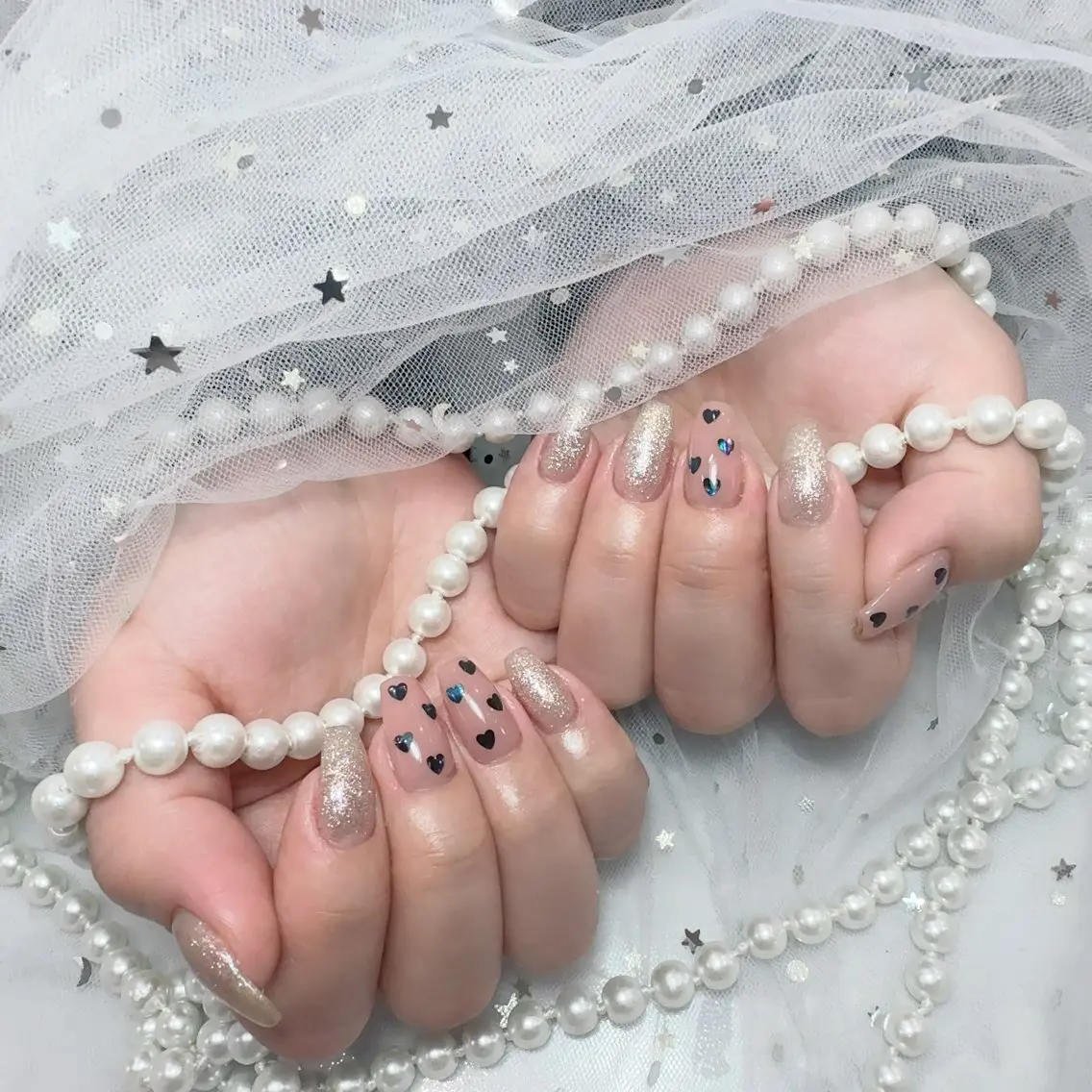 ネイル アートネイル フラッシュネイル フレンチネイル ジェルネイル ガラスフレンチ ハンドネイル You&Me Yukiのネイルデザイン